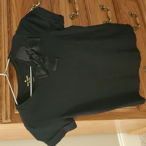 Kate Spade black top with satin bow, size XS